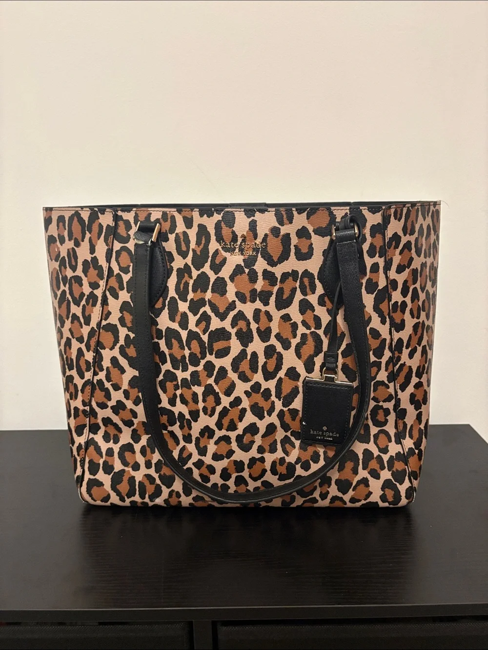 Kate Spade ♠️ Poppy Spotted Leopard Leather Tote Bag